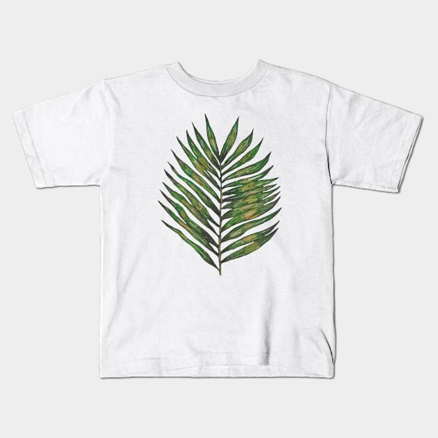 Watercolor tropical green leaf Kids T-Shirt by deadblackpony